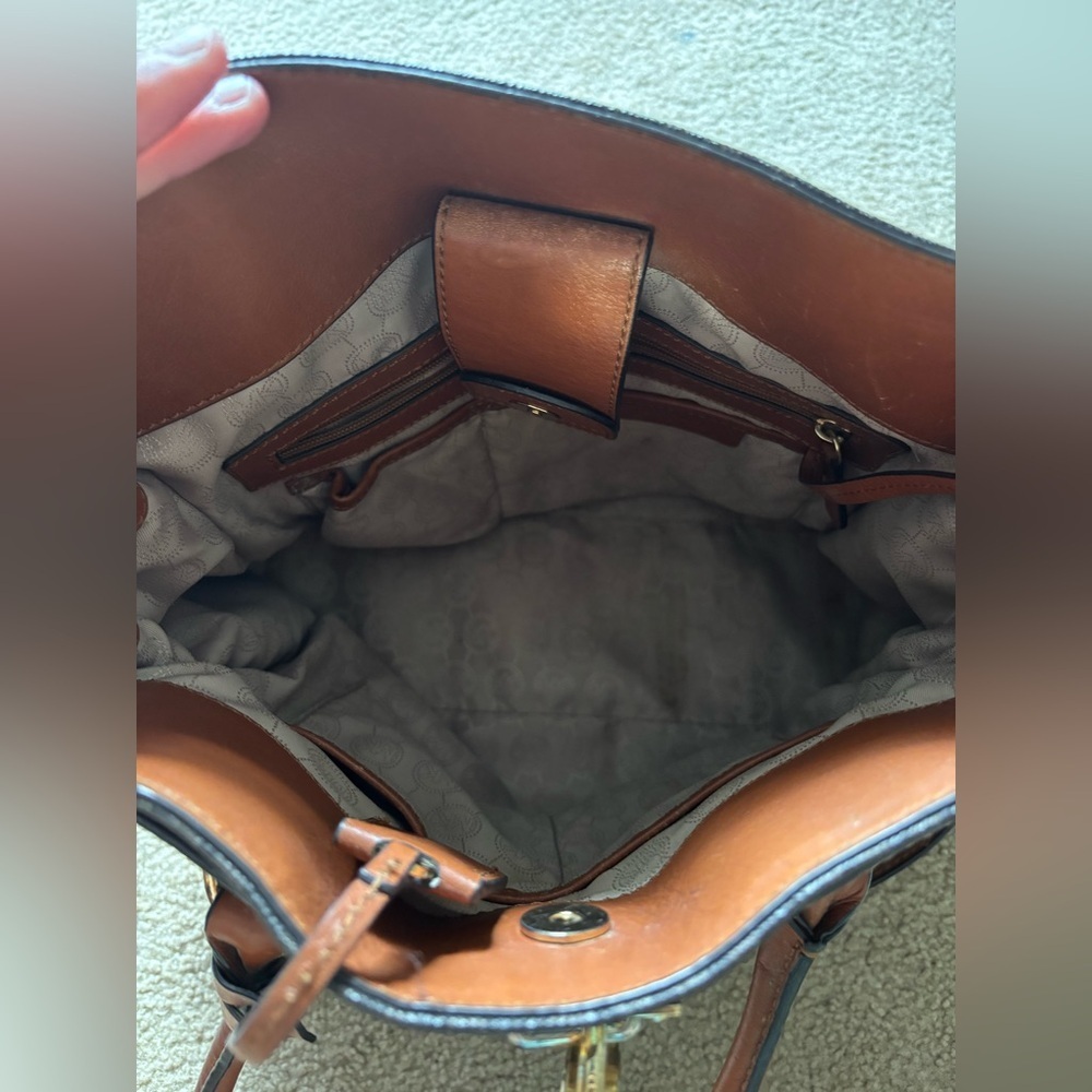 Michael Kors Hamilton Crossbody Tote Brown Purse Bag - Picture 11 of 16